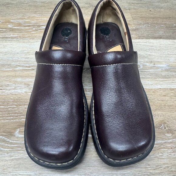 Born Concept Brown Leather Wedge Clog Women's Size 9 - Picture 2 of 7